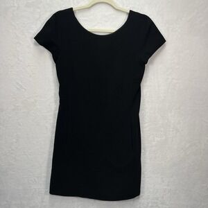 Theory Black Mini Dress Womens 0 Staple Minimal Cap Sleeve LBD Party Cocktail